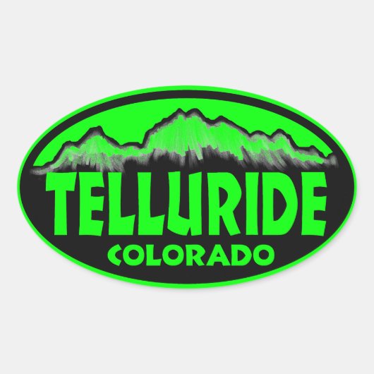 Telluride Colorado, grüne ovale Aufkleber (Vorderseite)