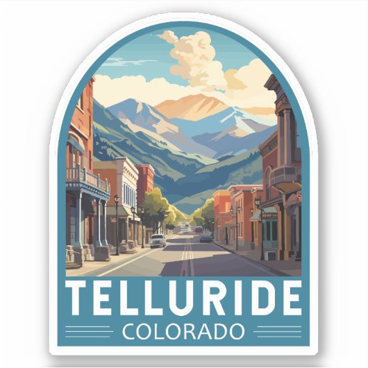 Telluride Colorado Kunstvoll wandern Vintag Aufkleber (Vorderseite)