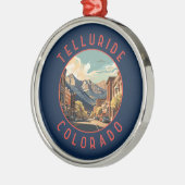 Telluride Colorado Retro Distressed Circle Ornament Aus Metall (Links)