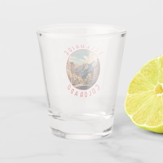 Telluride Colorado Retro Distressed Circle Schnapsglas (Rückseite)