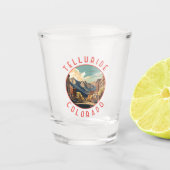 Telluride Colorado Retro Distressed Circle Schnapsglas (Vorderseite)