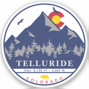 Telluride Colorado Retro Sunset Ski Souvenirs Aufkleber