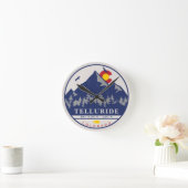 Telluride Colorado Retro Sunset Ski Souvenirs Runde Wanduhr (Zuhause)