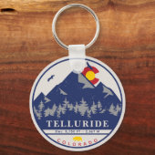 Telluride Colorado Retro Sunset Ski Souvenirs Schlüsselanhänger (Rückseite)