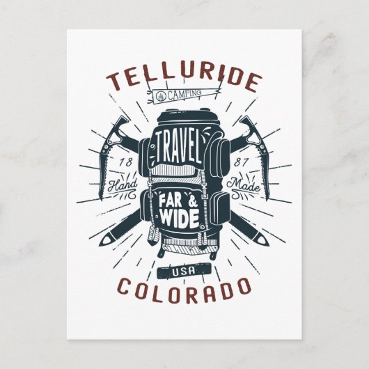 Telluride Colorado Rucksack Gear Retro Travel Postkarte (Vorderseite)