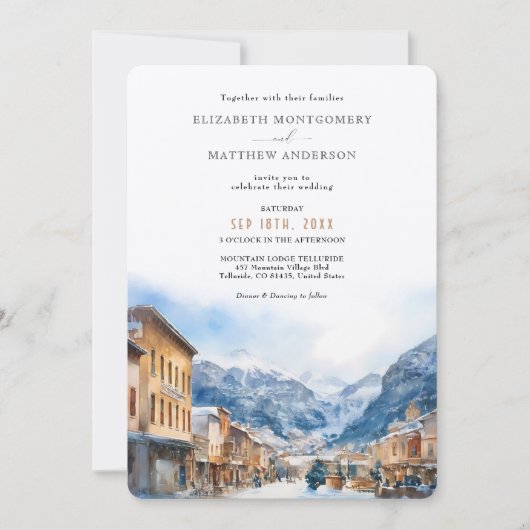 Telluride Colorado Ski Winter Wunderland Hochzeit Einladung (Vorderseite)