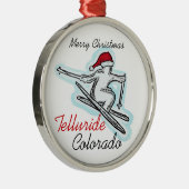 Telluride Colorado skier santa hat ornament Aus Metall (Rechts)