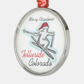 Telluride Colorado skier santa hat ornament Aus Metall (Links)