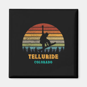 Telluride Colorado Vintag Sunset Snowboarden Snowb Magnet