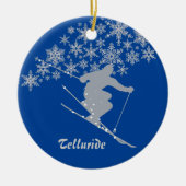 Telluride Snowflake Skier Personalisiert Keramik Ornament (Vorne)