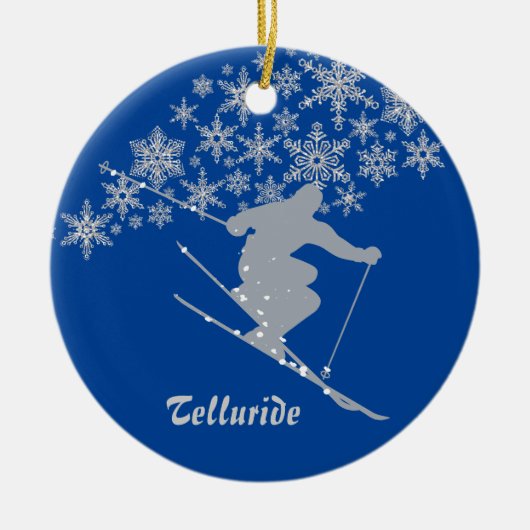 Telluride Snowflake Skier Personalisiert Keramik Ornament (Vorne)