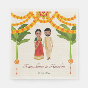 Telugu Tamil Hochzeitsmarigolds Bananenbaum Serviette