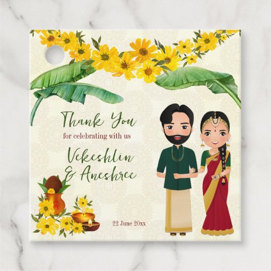 Telugu Tamil Süd-Indische Hochzeit personalisiert Geschenkanhänger (Vorderseite)