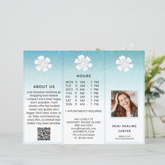 TEM 2Foto QR Trifold Broschüre Abstraktes Menü Pre (Stehend Vorderseite)