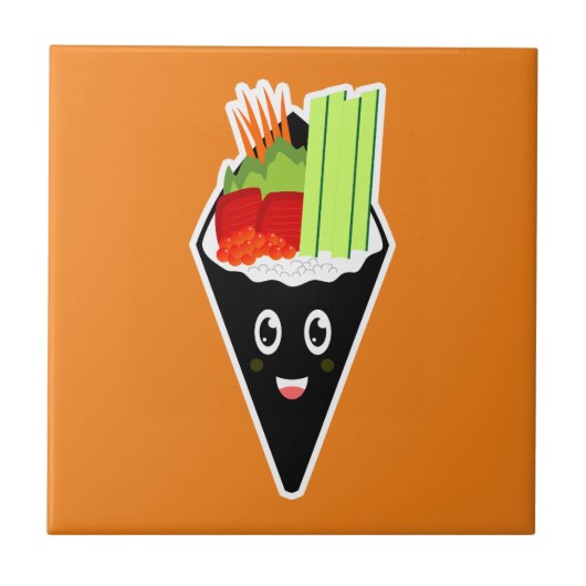 Temaki Sushi Hand Roll Fliese (Vorderseite)