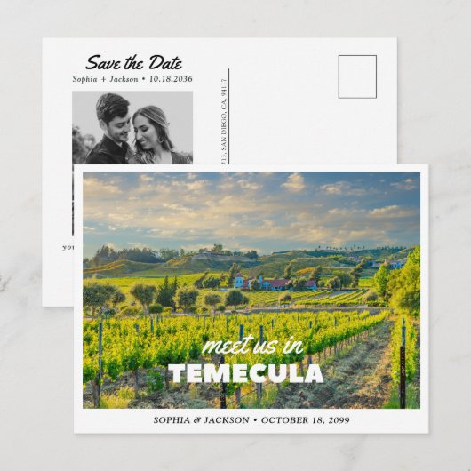 Temecula Hochzeitswochenende Weinberg Save the Dat Postkarte (Vorne/Hinten)