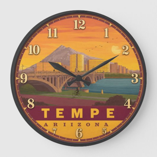 Tempe Arizona Sunset Bridge Große Wanduhr (Vorderseite)