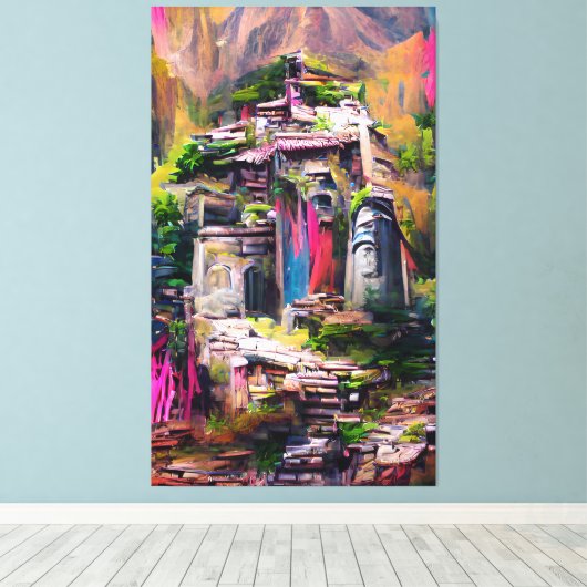 Tempel - Abstrakte Malerkanälen Leinwanddruck (Insitu (Holzboden))