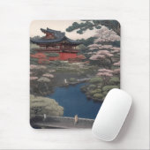 Tempel am Fluss - Japan Mousepad (Mit Mouse)