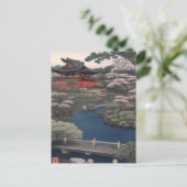 Tempel am Fluss - Japan Postkarte (Stehend Vorderseite)