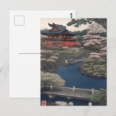 Tempel am Fluss - Japan Postkarte (Vorne/Hinten)