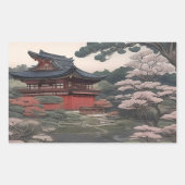 Tempel am Fluss - Japan Rechteckiger Aufkleber (Vorderseite)