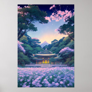 Tempel am Rande des Waldes Poster