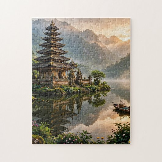 Tempel an einem Bergsee Puzzle (Vertikal)