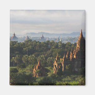 Tempel bei Sonnenaufgang, Bagan, Myanmar Magnet