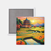 Tempel bei Sonnenuntergang 2 Magnet (Vorderseite/Rückseite)