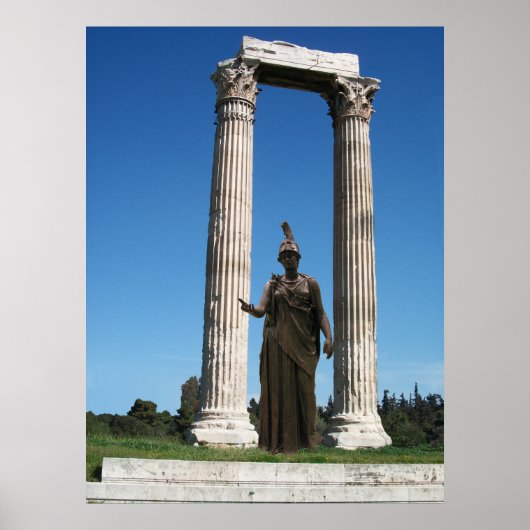 Tempel des Olympischen Zeus-Gates mit Göttin Athen Poster (Vorne)