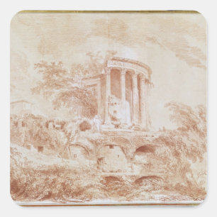 Tempel des Sybil bei Tivoli Quadratischer Aufkleber