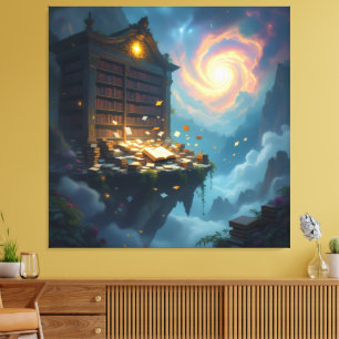 Tempel des Wissens – Die ewige Bibliothek   Leinwanddruck