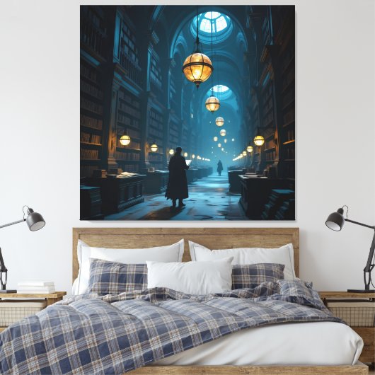 Tempel des Wissens – Die ewige Bibliothek Leinwanddruck (Insitu (Schlafzimmer))