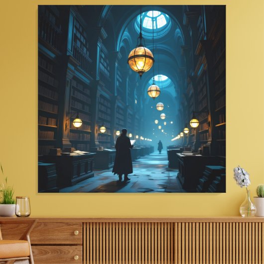 Tempel des Wissens – Die ewige Bibliothek   Leinwanddruck (Insitu (Wohnzimmer))