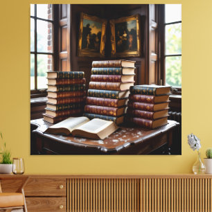 Tempel des Wissens – Die ewige Bibliothek   Leinwanddruck