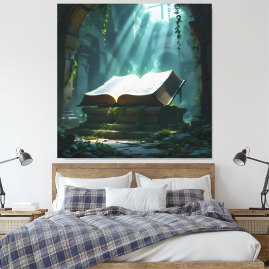 Tempel des Wissens – Die ewige Bibliothek Leinwanddruck (Insitu (Schlafzimmer))