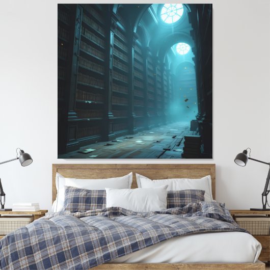 Tempel des Wissens – Die ewige Bibliothek Leinwanddruck (Insitu (Schlafzimmer))