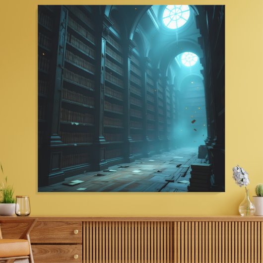 Tempel des Wissens – Die ewige Bibliothek Leinwanddruck (Insitu (Wohnzimmer))