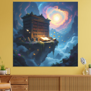 Tempel des Wissens – Die ewige Bibliothek   Leinwanddruck