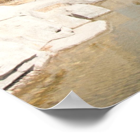 Tempel im Wasser mit blauem Himmel Poster (Ecke)