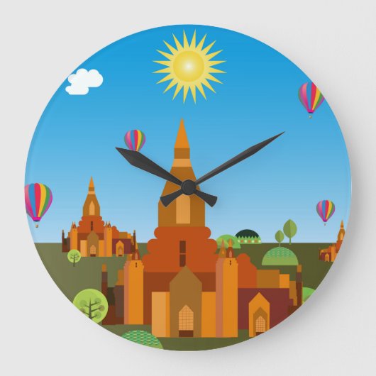 Tempel in Kambodscha Große Wanduhr (Vorderseite)