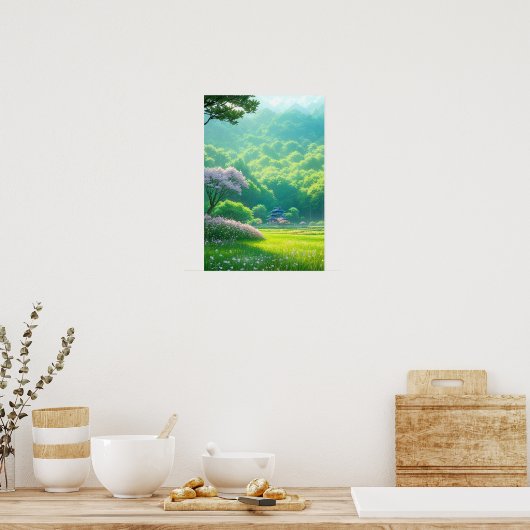 Tempel inmitten der Bäume Poster (Küche)