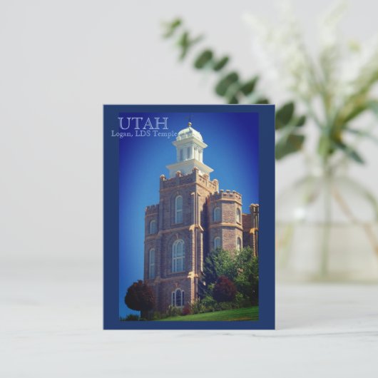 Tempel Logans, Utah LDS Postkarte (Stehend Vorderseite)