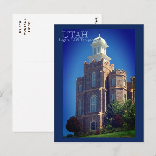 Tempel Logans, Utah LDS Postkarte (Vorne/Hinten)