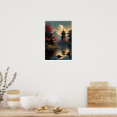 Tempel und Pagode am See Poster (Küche)