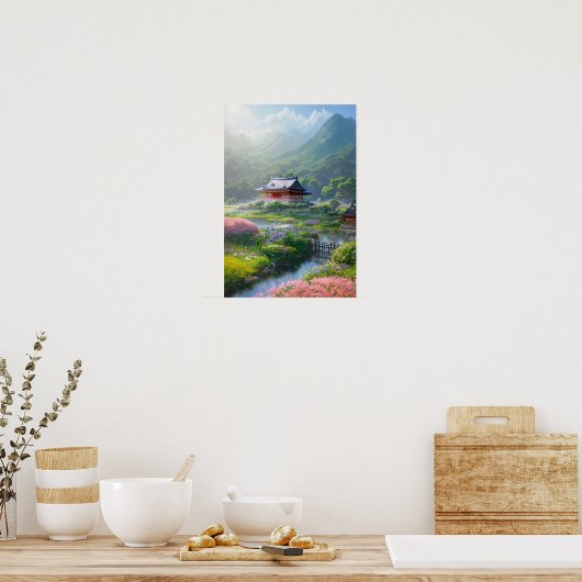 Tempel und wunderschöne Natur Poster (Küche)