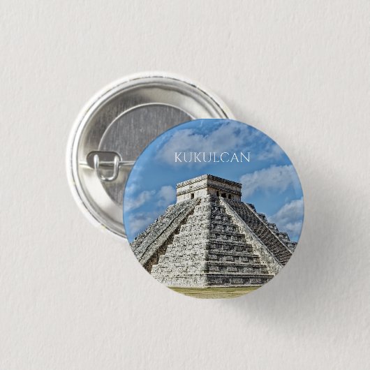 Tempel von Kukulcán, Pyramide, Chichen Itza, Mexik Button (Vorne & Hinten)