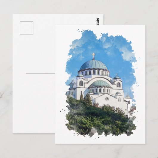 Tempel von Saint Sava Postkarte (Vorne/Hinten)