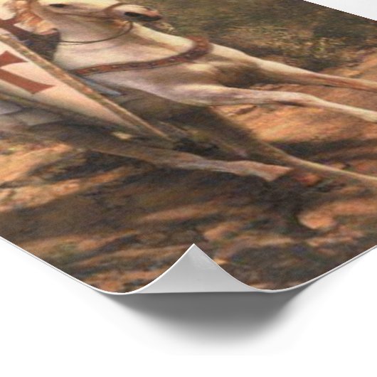 Tempelritter auf weissem Pferd Poster (Ecke)